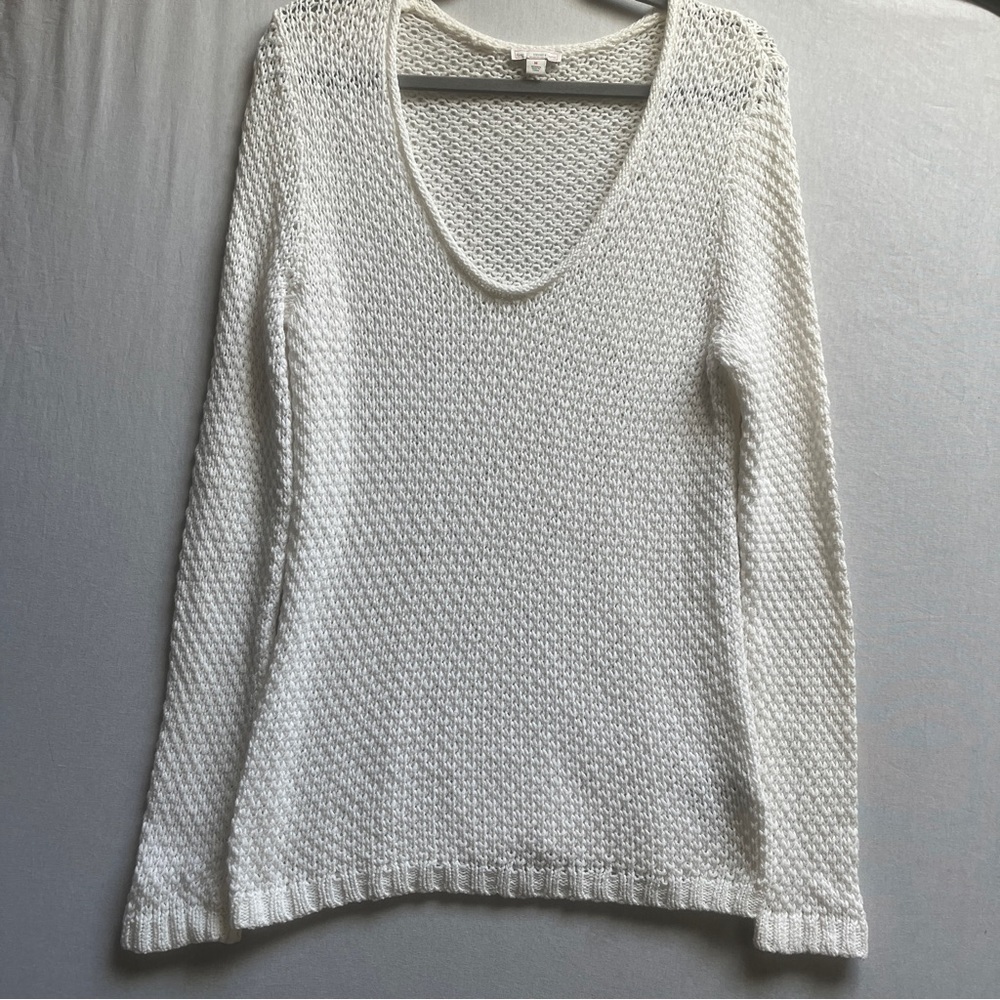 Gap Knit Open Stitch V-Neck Cotton Sweater M